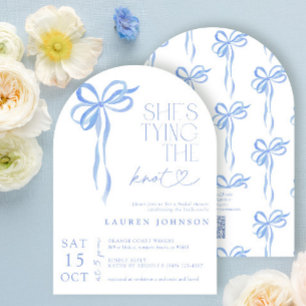 Bow Something Blue Before I Do QR Bridal Shower Invitation