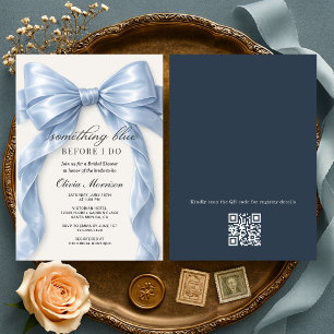 Bow Something Blue Before I Do QR Code Bridal Invitation