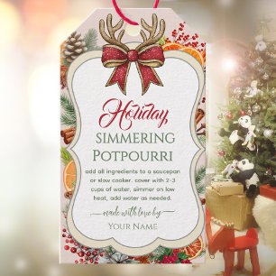 Bow Stovetop Christmas  Simmering Potpourri  Gif Gift Tags