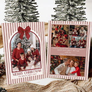 Bow Stripe Family Photo Christmas Holiday Card