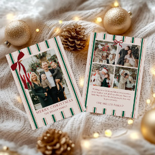 Bow Stripe Family Photo Christmas Holiday Card