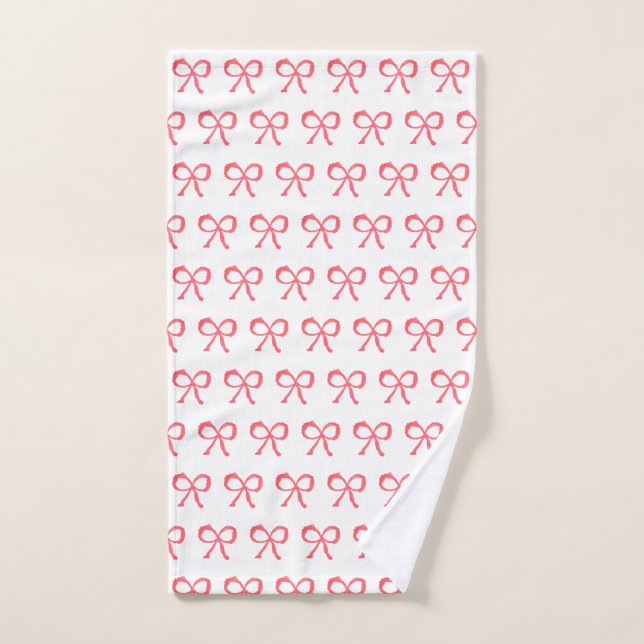 Bow Stripe Pink Pattern Hand Towel (Hand Towel)