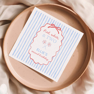 Bow Striped 4th of July Birthday Napkins