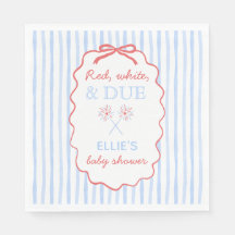 Bow Striped Red White and Due Shower Napkins