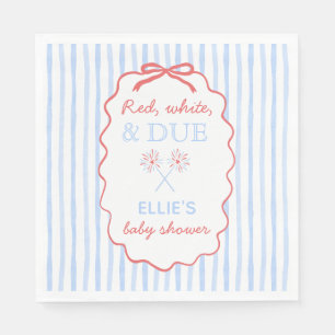 Bow Striped Red White and Due Shower Napkins