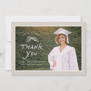 Bow Text Overlay Photo Graduation Thank You Card