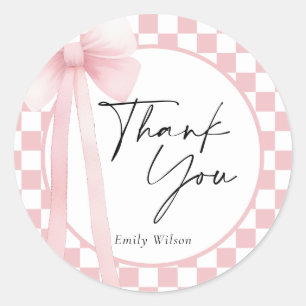 Bow Thank You Classic Round Sticker