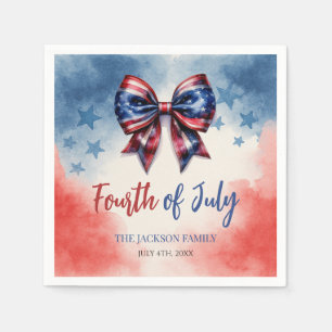 Bow Themed 4th of July Patriotic Party Napkin