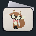 Bow Tie and Glasses Hipster Brown Fox Laptop Sleeve<br><div class="desc">Adorable vector illustration of a cute little brown fox wearing an oversized pair of glasses and red and white polka dot pattern bow tie.</div>