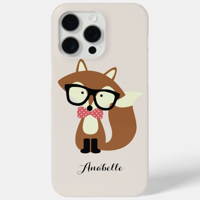 Bow Tie and Glasses Hipster Brown Fox Personalised Case-Mate iPhone Case (Back)