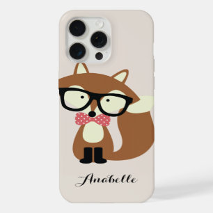 Bow Tie and Glasses Hipster Brown Fox Personalised iPhone 15 Pro Max Case