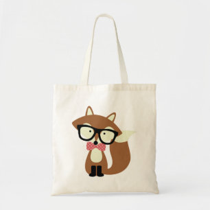 Bow Tie and Glasses Hipster Brown Fox Tote Bag