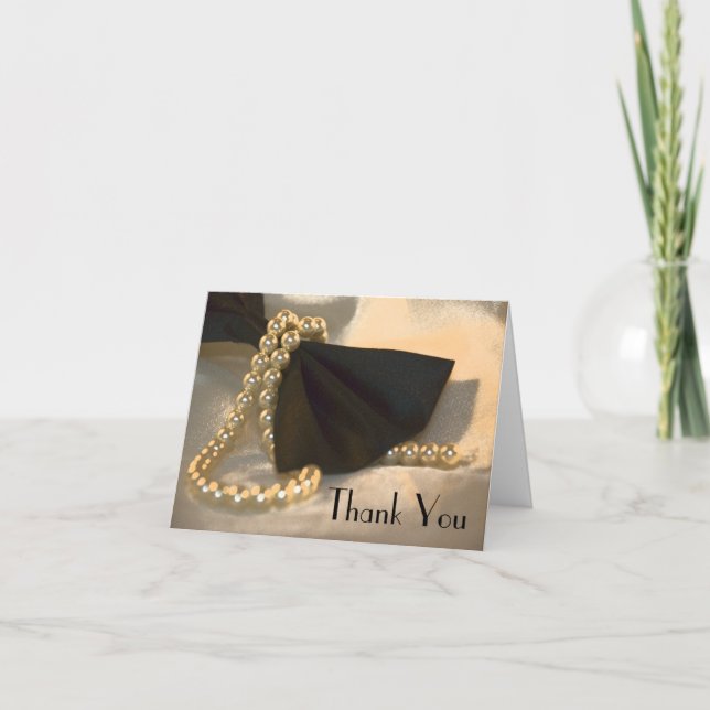 Bow Tie and Pearls Bridesmaid Thank You Card (Front)