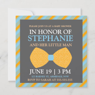 Bow tie baby boy shower invites