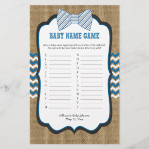Bow Tie Baby Shower Games phone/baby name