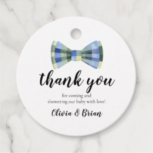 Bow Tie Baby Shower Thank You Favour Tag