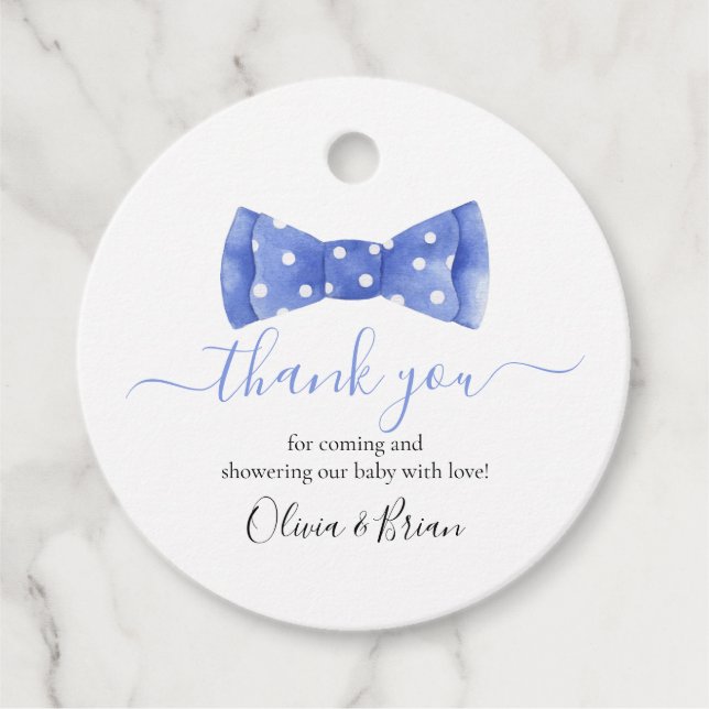 Bow Tie Baby Shower Thank You Favour Tag (Front)