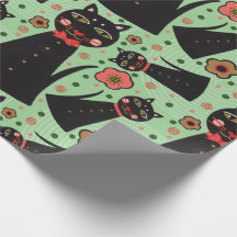 Bow Tie Black Cat Wrapping Paper