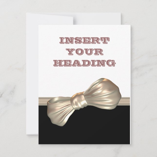Bow tie black white cream invitation (Front)
