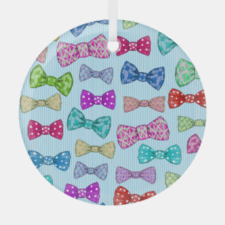 Bow tie, blue stripes, watercolor. glass tree decoration