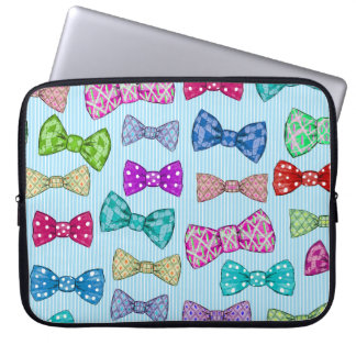 Bow tie, blue stripes, watercolor. laptop sleeve