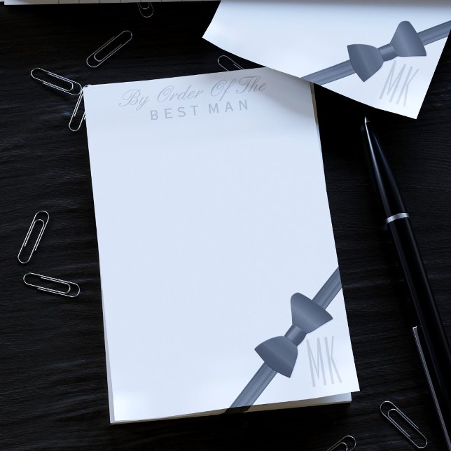 Bow Tie By Order of Best Man Wedding Post it Notes (Add your initials to these bow tie post it notes. Makes a great gift for your groomsmen)