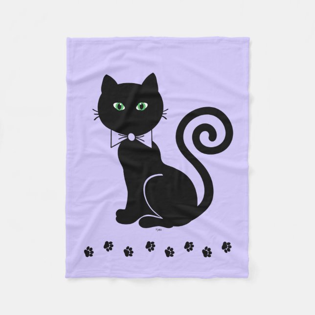 Bow Tie Cat Fleece Blanket (Front)