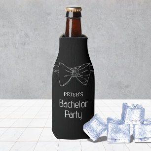 Bow Tie Custom Black Bachelor Party Beer Bottle Cooler