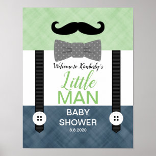 Bow tie green navy blue baby shower welcome sign