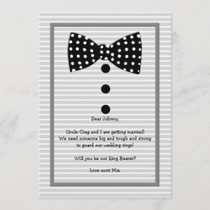 Bow Tie Identity Grey Ring Bearer Request Card