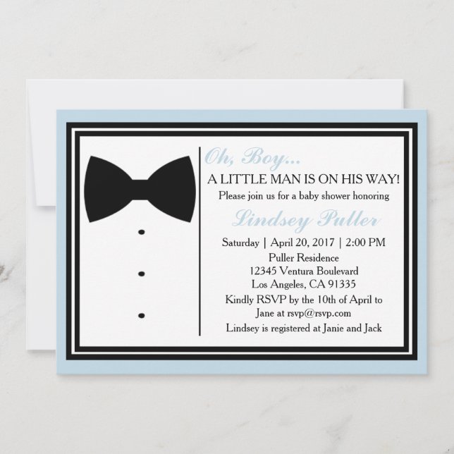 Bow Tie Oh Boy Baby shower Invitation (Front)