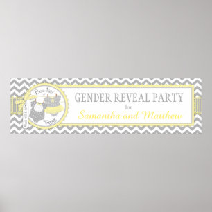 Bow-tie or Tutu Gender Reveal Banner Poster