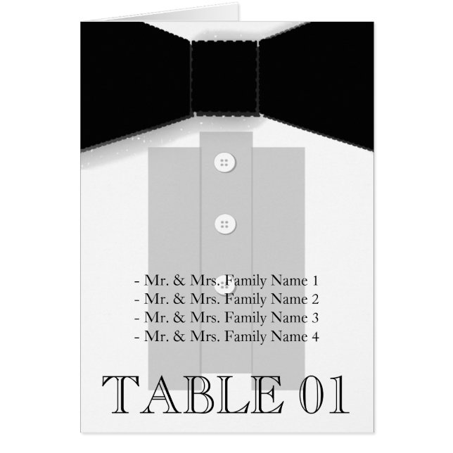 Bow Tie Table Wedding Place Cards (Front)