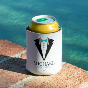 Bow Tie Tuxedo "Best Man" Personalised Can Cooler