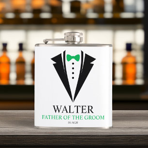 Bow Tie Tuxedo "Father of the Groom" Personalised Hip Flask