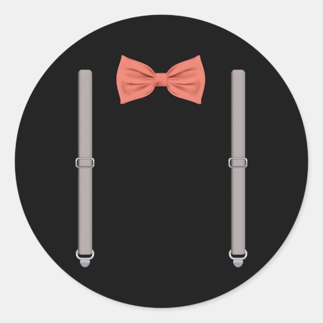 Bow Tie With Suspenders Wedding And Special Occasi Classic Round Sticker (Front)