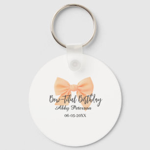 Bow-tiful birthday orange bow name date simple pas key ring