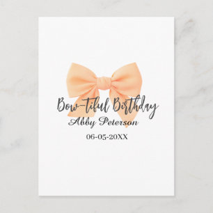 Bow-tiful birthday orange bow name date simple pas postcard