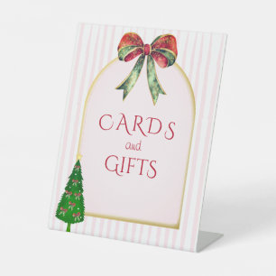 Bow Tis The Season Xmas Bridal Shower Cards & Gift Pedestal Sign