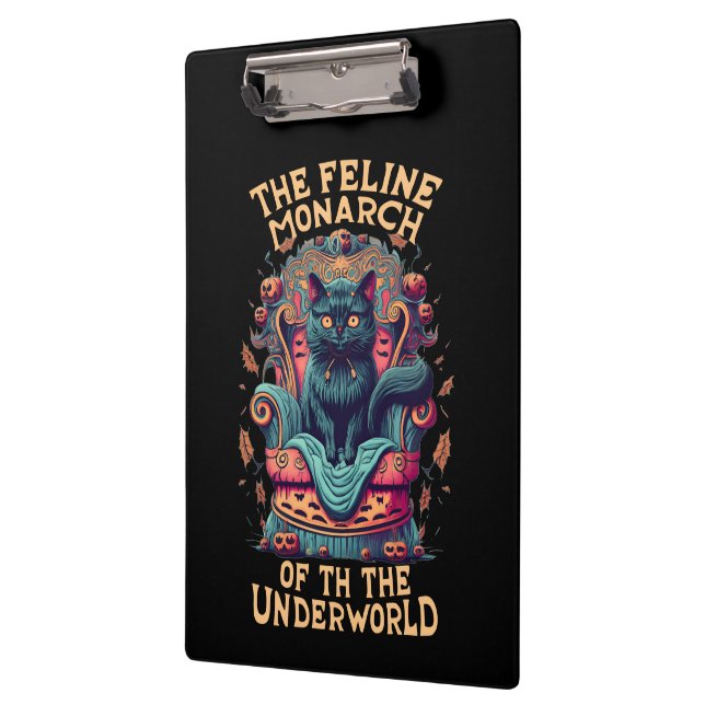 Bow to the Feline Monarch of the Underworld Spooky Clipboard (Left)