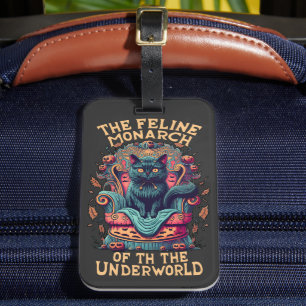 Bow to the Feline Monarch of the Underworld Spooky Luggage Tag