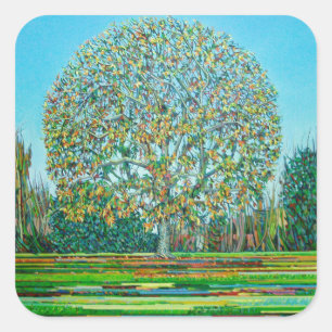Bow Tree Autumn Square Sticker