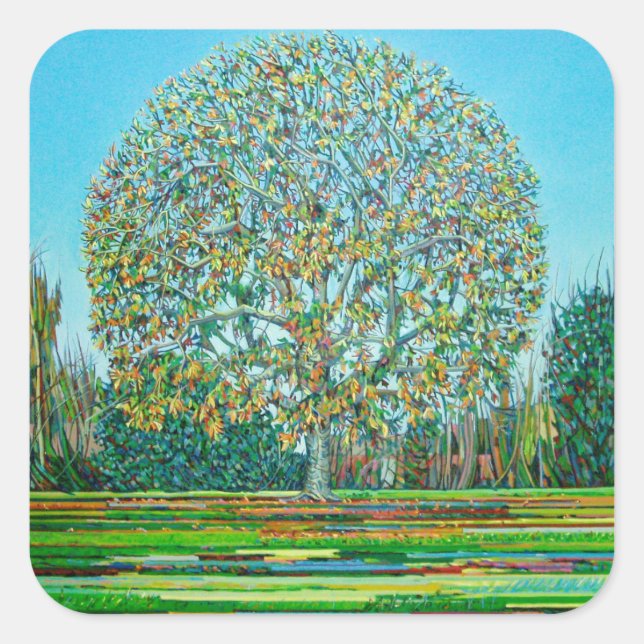 Bow Tree Autumn Square Sticker (Front)
