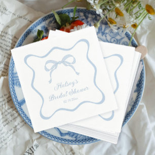 Bow Tying the Knot Something Blue Bridal Shower Napkin