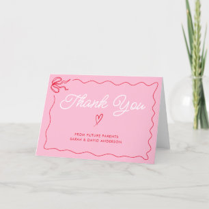 Bow Valentines Pink Red Baby Shower Thank You Card