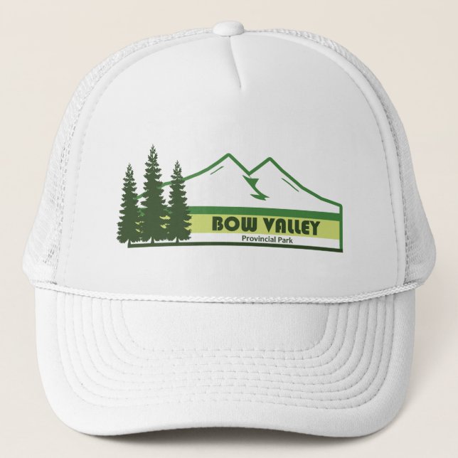 Bow Valley Provincial Park Green Stripes Trucker Hat (Front)