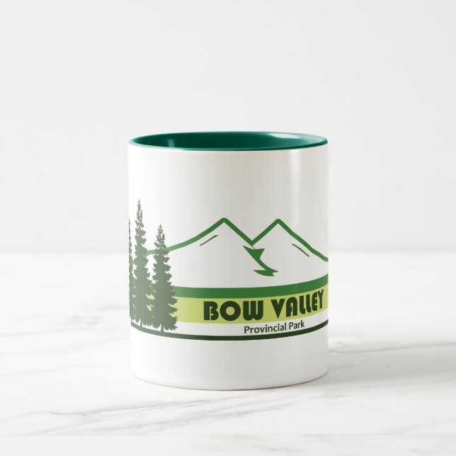 Bow Valley Provincial Park Green Stripes Two-Tone Coffee Mug (Center)