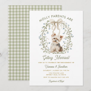 Bow Watercolor Elegant Puppy Engagement Floral Invitation