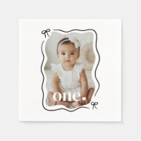 Bow Wavy Border Photo 1st Birthday