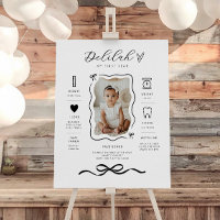 Bow Wavy Border Photo Milestone Poster